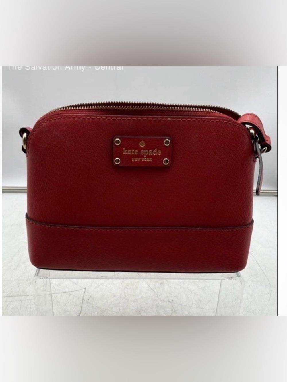 kate spade red leather crossbody with gold detail